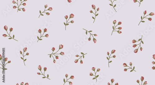 Delicate rosebud seamless pattern on soft lavender background
