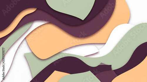 Photos Abstract paper cut background with colorful wavy layers and soft shadows