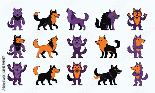 Halloween werewolf illustrations spooky wolf clipart for halloween decor