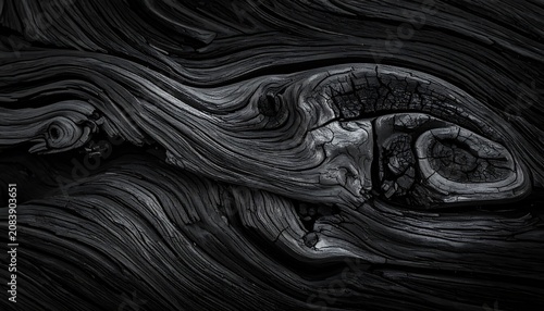 dark textured wood grain close-up, abstract natural pattern with intricate details, organic background, moody atmosphere