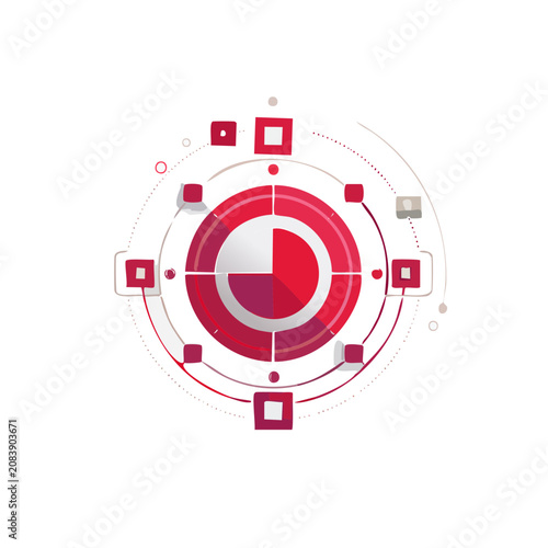 Radar chart with orbiting nodes vector illustration