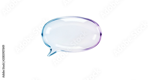 Glossy Transparent Speech Bubble Floating on Transparent Background