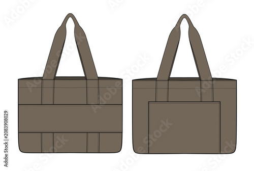 Tote bags vector template technical drawing.