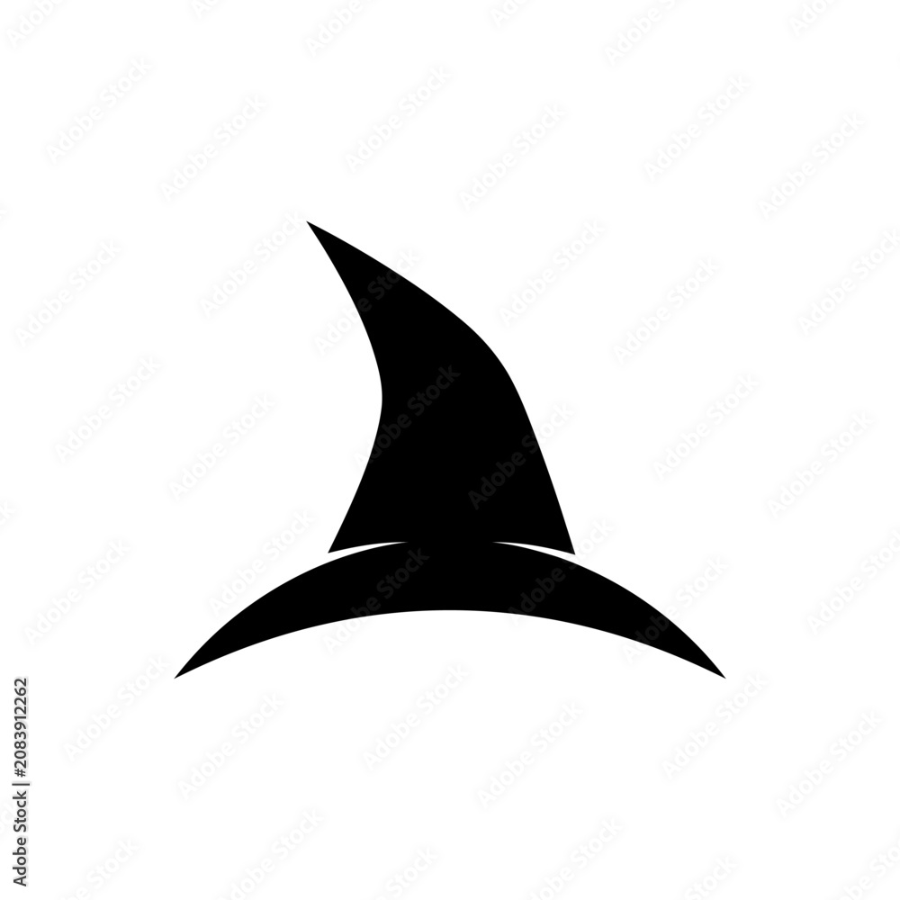 Fototapeta premium Shark fin, black silhouette, ocean predator, marine icon isolated on White Background silhouette