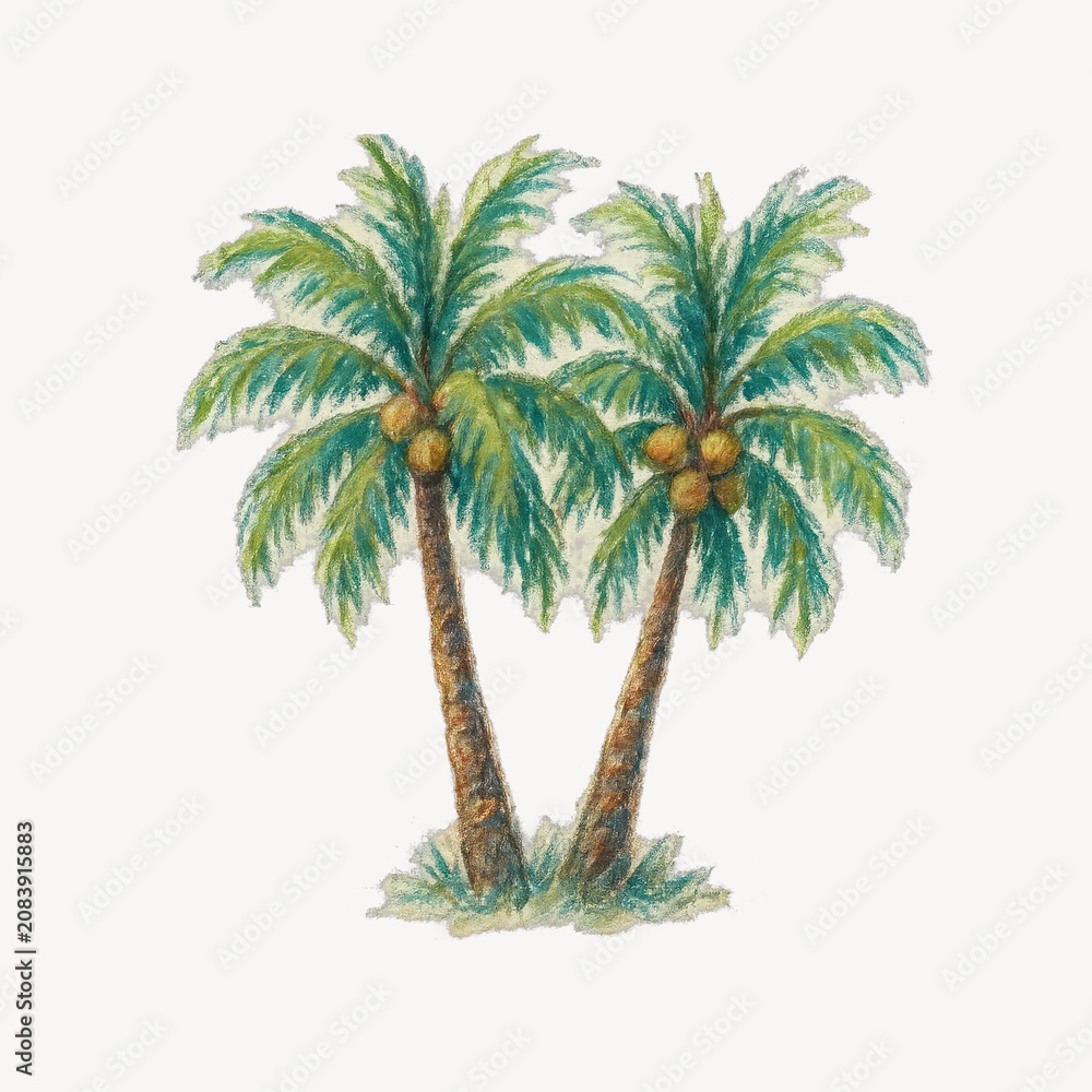 Fototapeta premium Tropical palm tree illustration