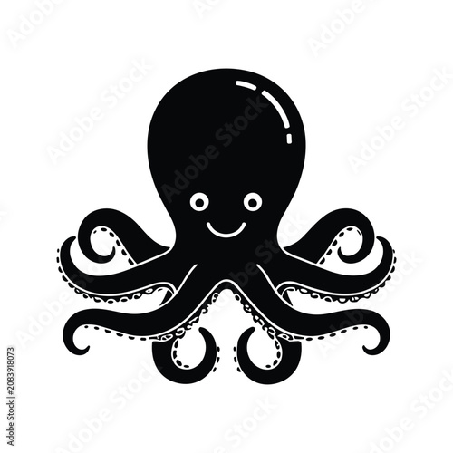 Fotografie Octopus Silhouette with Sharp Curved Tentacles