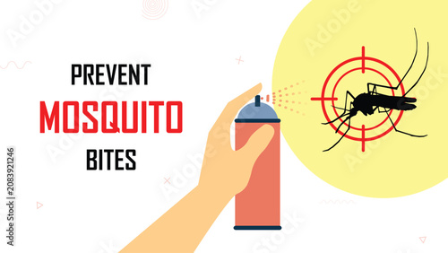 Prevent mosquito bites, malaria awareness sign, stop dengue, no fever, protect the body, medical and healthcare banner, avoid spreading infections, epidemic control