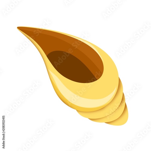 Seashell Isolated on White Background. Marine Seashell Illustration. Single Ocean Shell