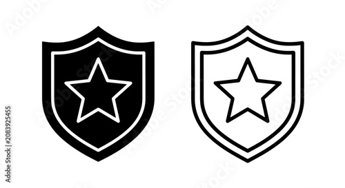 Photos Star inside shield icon design set with security protection insignia