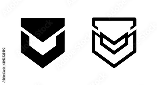 Tableau sur toile Chevron shield rank insignia icon set with insignia, military