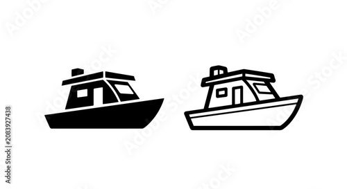 Photos Minimalist cabin boat icon set black and white design elements