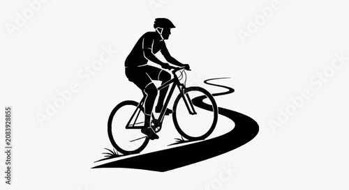 Schilderij op canvas Classic Cyclist in Motion Silhouette.