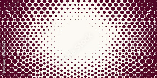 Bilde på lerret A mesmerizing pattern of radially expanding dark red dots against a white background, creating a visual effect reminiscent of a retro comic book halftone