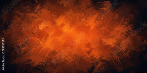 Canvas Print An abstract explosion of vibrant orange and yellow brushstrokes swirls across a dark background, creating a dynamic and fiery texture that evokes passion and energy