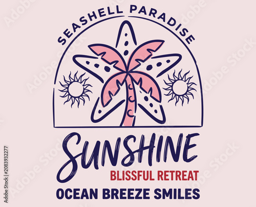 Obraz na plátně Seashell paradise, sunshine blissful retreat, ocean breeze, palm tree, beach vib