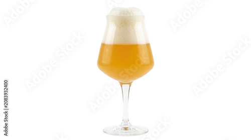Tulip Glass Filled With Golden Beer Foam.