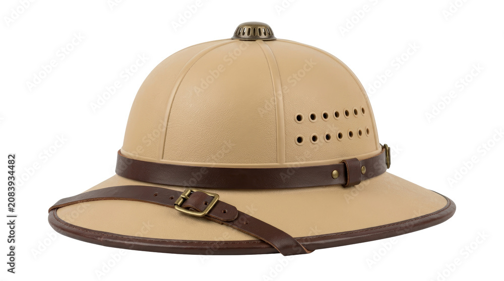 Fototapeta premium Vintage Pith Helmet with Leather Straps.