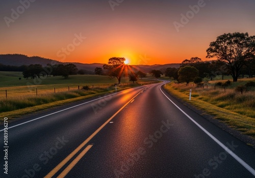 Golden Horizon's Embrace: A Journey's Dawn