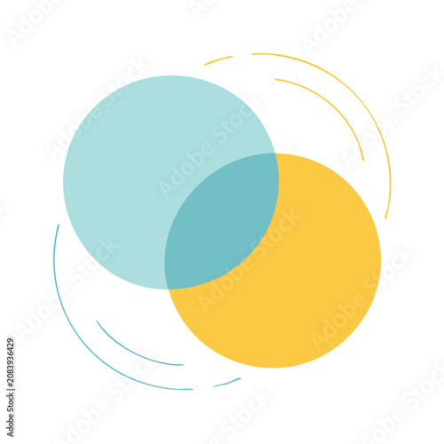 Split abstract circle in teal and orange