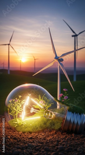 Sunrise Blooms: Where Wind Meets Light's Green Heart