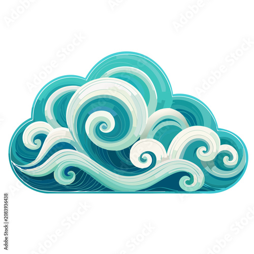 Stylized Swirling Ocean Waves
