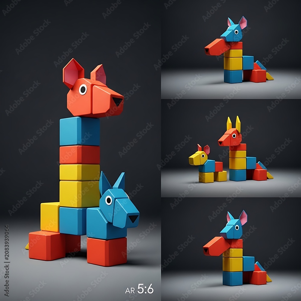 Obraz premium Colorful LEGO Christmas themed toys on dark background.
