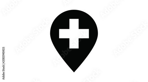 Medical location symbol with cross.