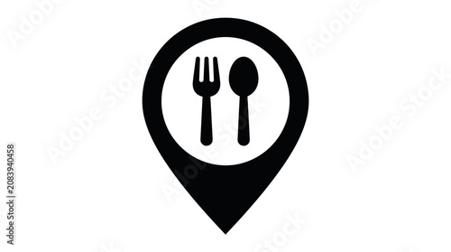 Black restaurant location pin icon.