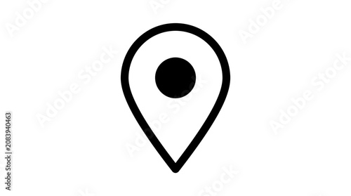 A simple black location pin icon.