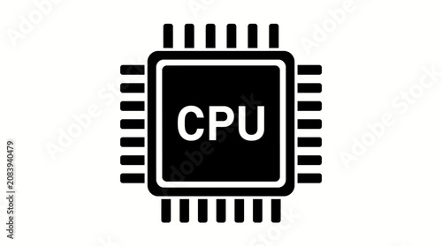 A black and white icon of CPU.
