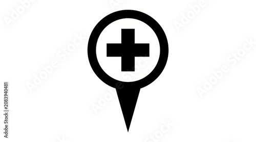 Medical location symbol with cross.