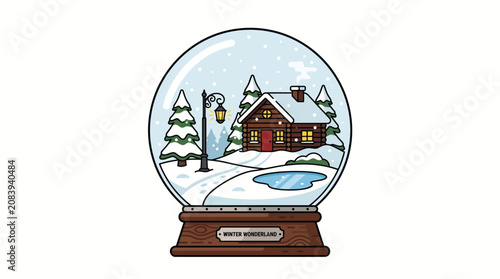 A snow globe with a winter scene.