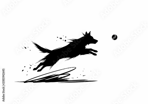 Ink-Splash Dash: Canine Acrobat and Shadow Orb