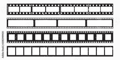 Obraz na płótnie Film reel frames with sprocket holes black and white vector illustration