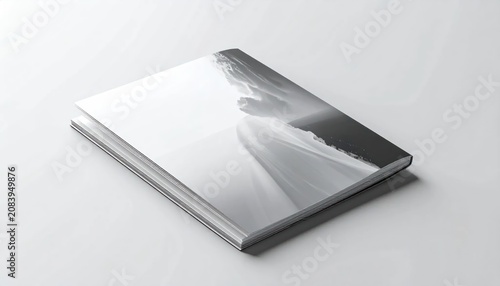 Blank Hardcover Book with Abstract Black and White Image on Cover, Studio Mockup
