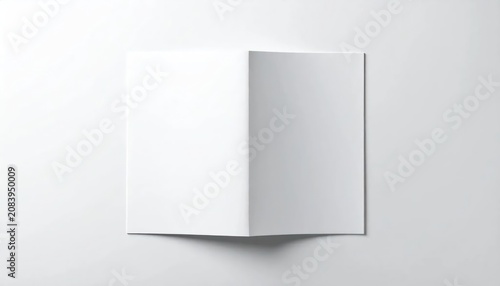 Blank Open Brochure Mockup Template on White Background, Top View