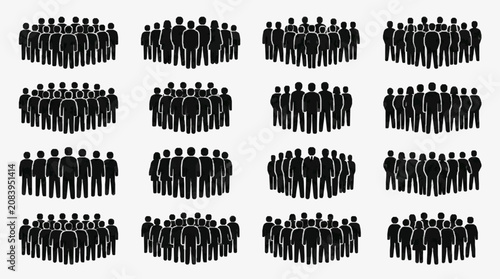 Bild auf Leinwand Silhouetted Crowd of Uniformed Figures.