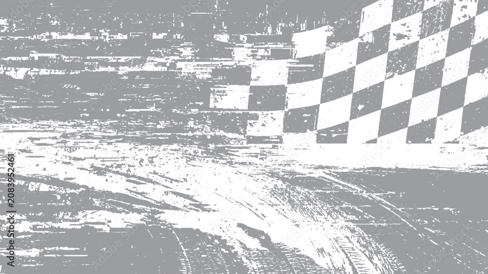 Obraz premium Grunge racing flag background with ink splash effect Vintage checkered flag with rough distressed texture