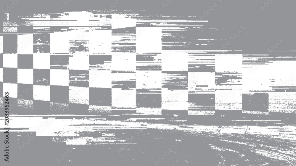 Obraz premium Grunge racing flag background with ink splash effect Vintage checkered flag with rough distressed texture
