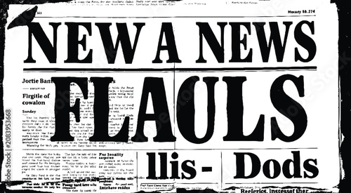 Принти на полотні Old fashioned news broadsheet design with black Gothic masthead.
