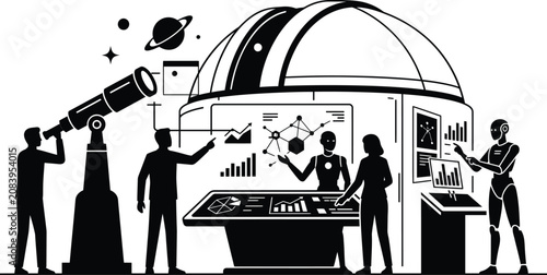 Foto Astronomy and Data Science Collaboration Illustration