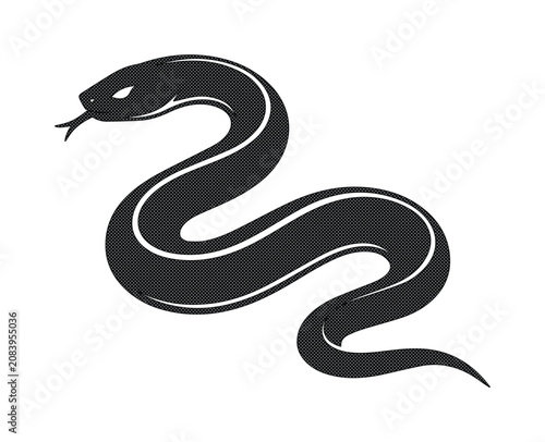 Canvastavla Sleek black snake vector illustration, a minimalist serpent design with glowing