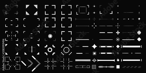Photos Sci fi Interface Elements White Vector Graphics On Black Background