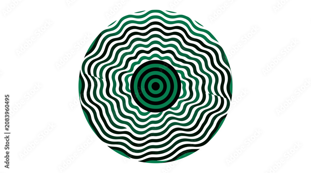 Fototapeta premium Abstract Green and Black Concentric Circles Optical Illusion Graphic