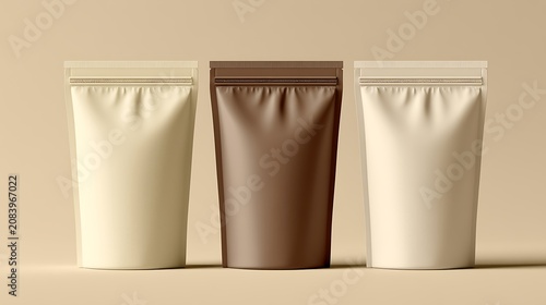 Packaging template mockup collection. With clipping Path included. Stand - up pouch Front view package