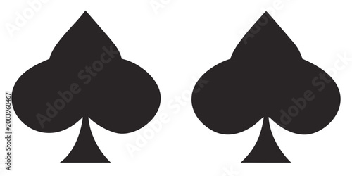 Quadro su tela Two Black Spade Shapes Silhouette Against A White Background