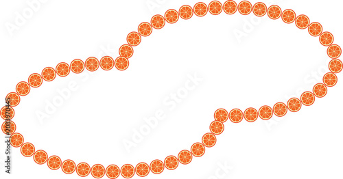 Fényképezés Yellow orange fruit slices arranged border frame for food theme circle