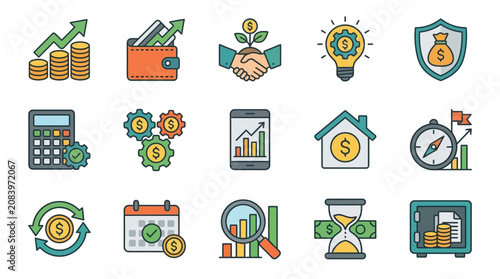 Business Finance Icons and Symbols.