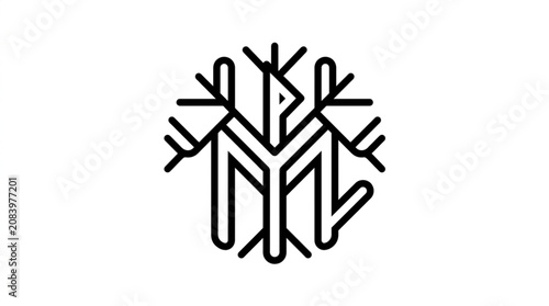 Abstract Geometric Snowflake Deer Head Logo Design.