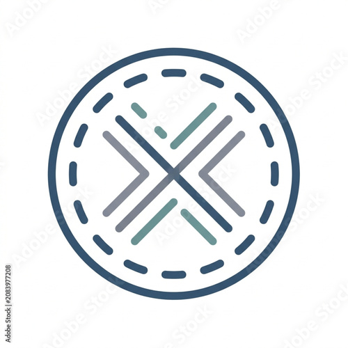 Abstract Geometric Symbol with Dashed Circle Outline.